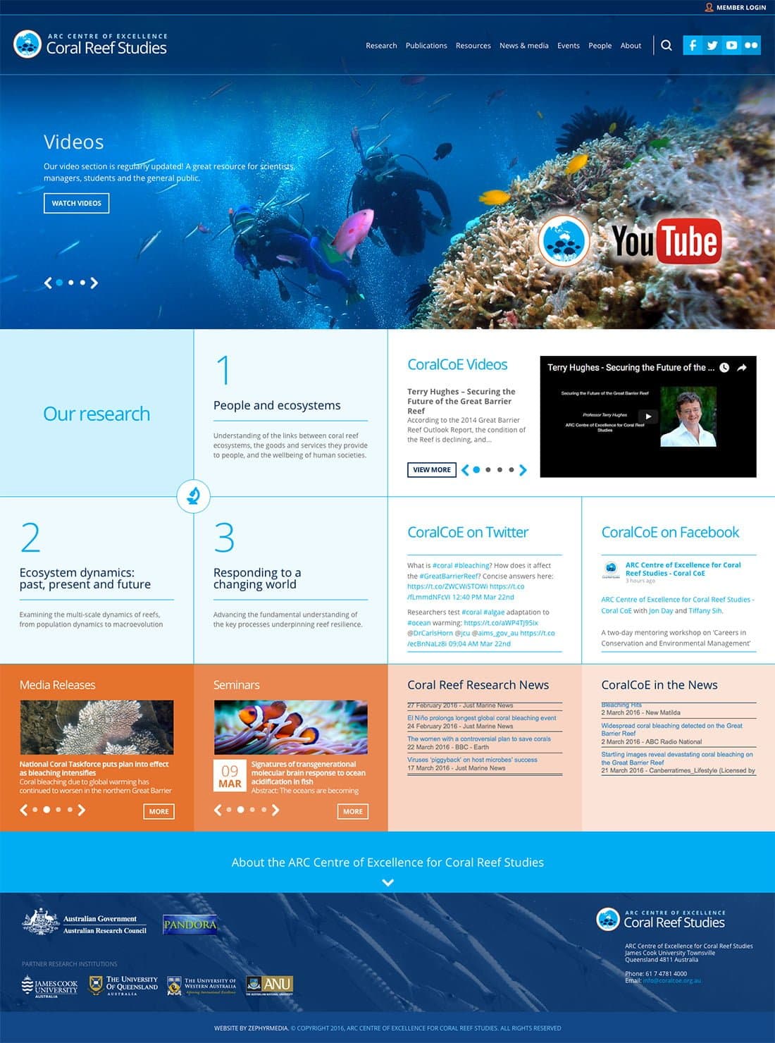 Reef Research Website by Zephyrmedia